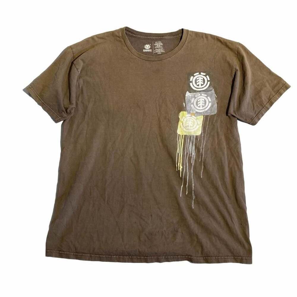 Element T-Shirt Large Brown Graphic Skateboard Tee